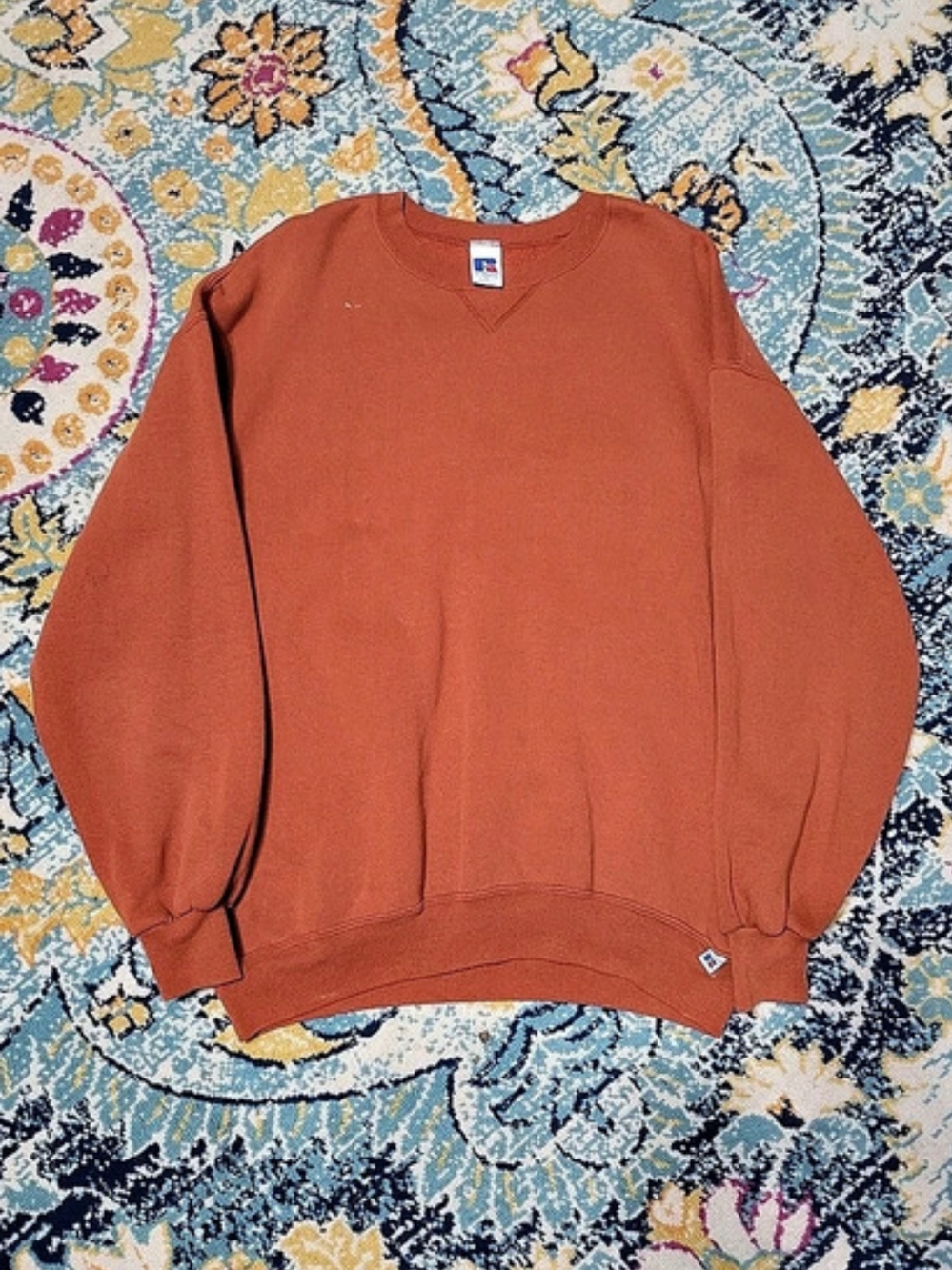 Russell Athletic Vintage 90s Blank Crewneck Sweatshirt Orange XL